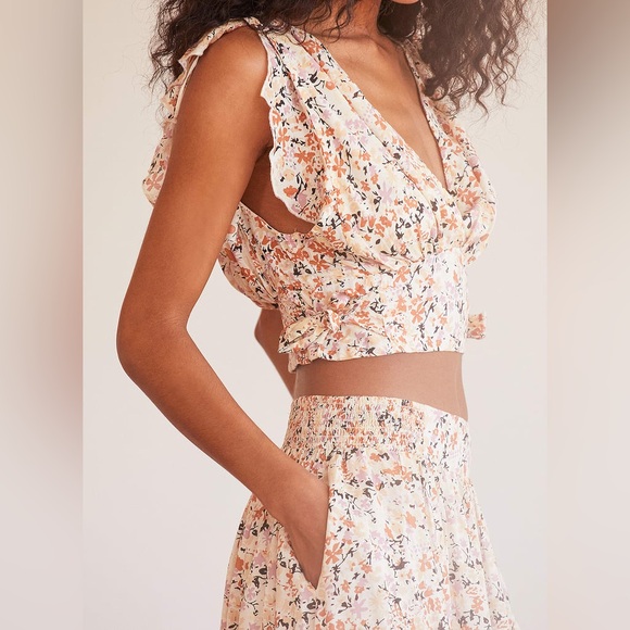 Free People - Pretty Daze Ivory Floral Print Two-Piece Dress - size medium - Picture 4 of 13